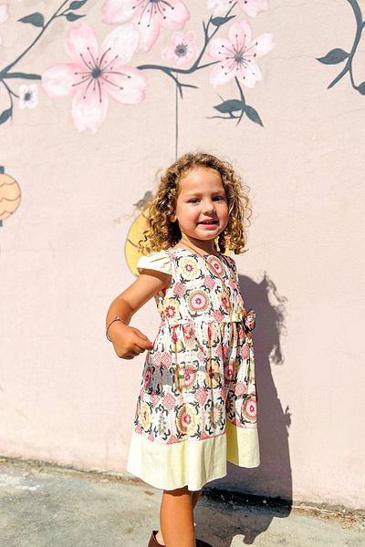 LULU Kids Rochie de vară fără mâneci „Aqua” cu imprimeu geometric pentru fete