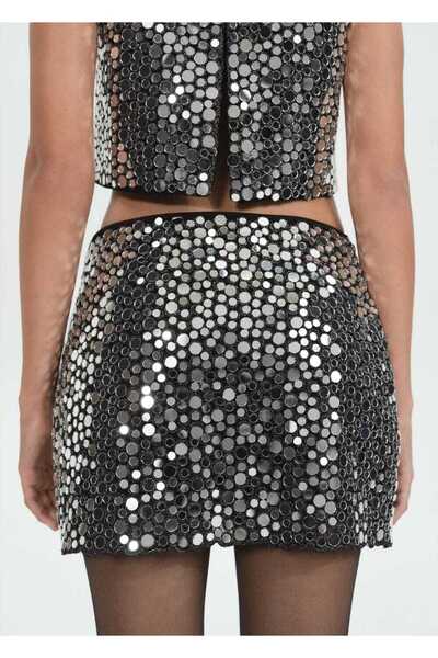 MANGO Woman Payetli mini etek