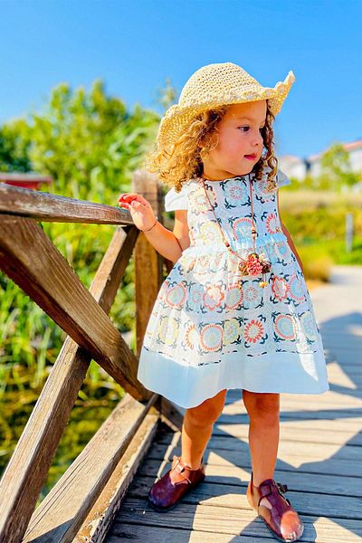 LULU Kids Geometric Patterned "Water" Sleeveless Summer Girl Dress