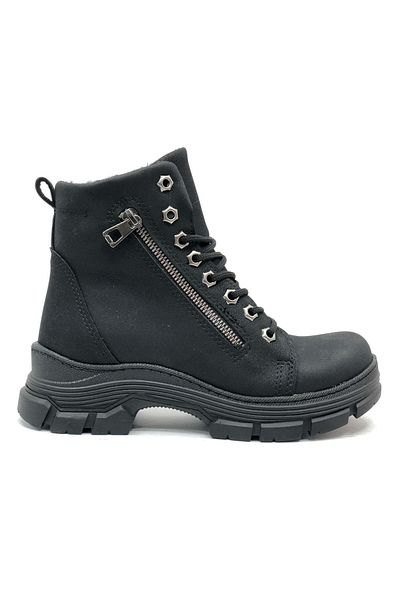 Kids Club Shoes Mehtap Γυναικείες Κοντές Μπότες - Διακοσμητικό φερμουάρ και αντιολισθητική σόλα, ΜΑΥΡΟ