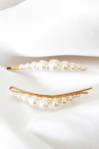 PETEK AKSESUAR 2 Pieces of Pearl Wire Buckle Drop