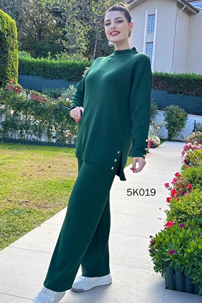 İnce Topuk Knitwear Set Button Detailed - 5K019