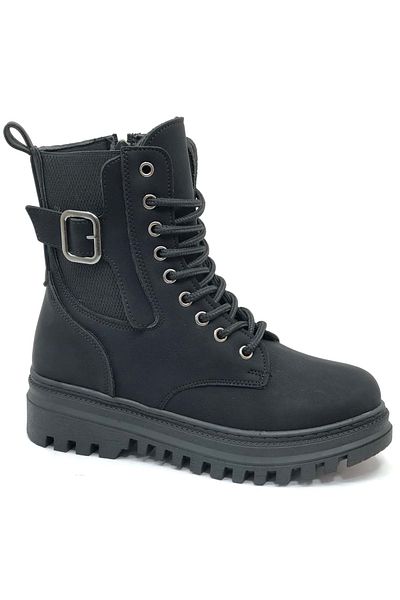 Kids Club Shoes Mehtap Διακοσμητική Πόρπη Λεπτομερή αντιολισθητική σόλα Γυναικείες Μπότες ΜΑΥΡΟ