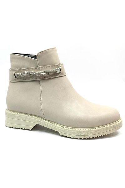 Kids Club Shoes Μπεζ Γυναικείες Μπότες - Mehtap Stone Χαμηλή κοπή, επίπεδη αντιολισθητική σόλα