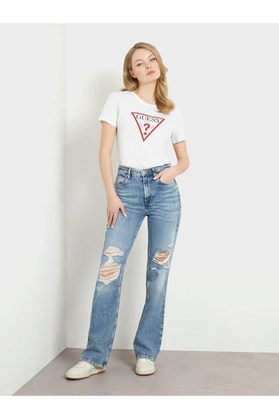 Guess تي شيرت نسائي أصلي بقصة ضيقة