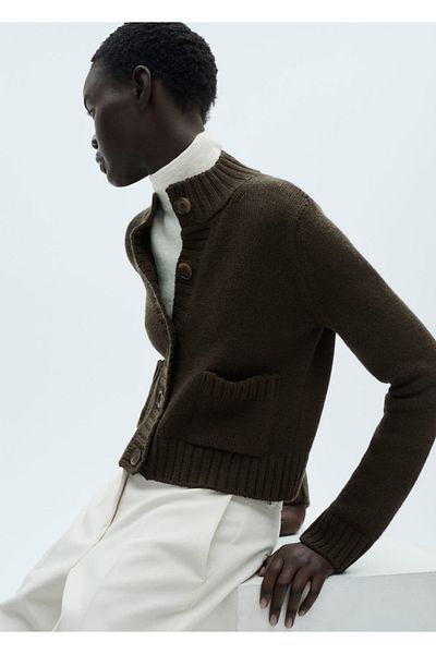 MANGO Woman Tricotaj cardigan cu buzunare