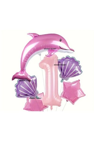 DÜVENCİ TİCARET SET BALON DIN FOIL DOLPHIN BALIĂ DE CULOARE ROZ 6 BUC