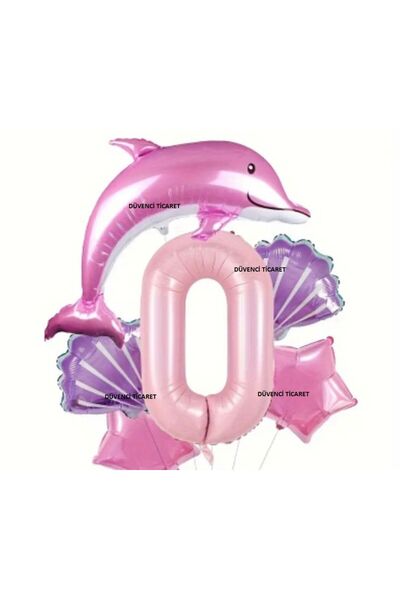 DÜVENCİ TİCARET SET BALON DIN FOIL DOLPHIN BALIĂ DE CULOARE ROZ 6 BUC