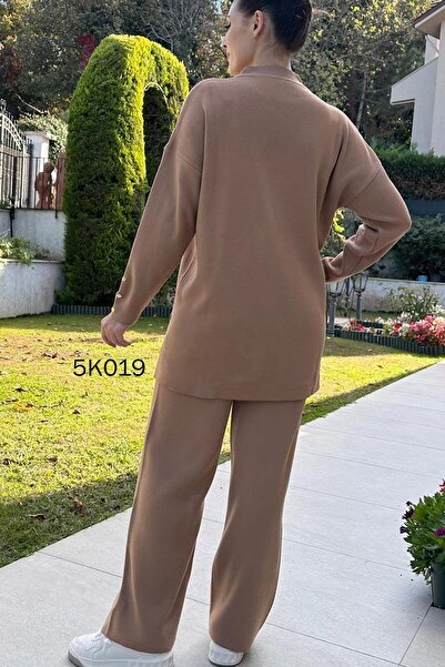 İnce Topuk Knitwear Set Button Detailed - 5K019