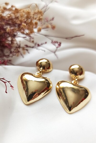 mossomia Gold Plaka Kalp Küpe