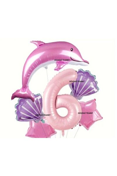 DÜVENCİ TİCARET SET BALON DIN FOIL DOLPHIN BALIĂ DE CULOARE ROZ 6 BUC