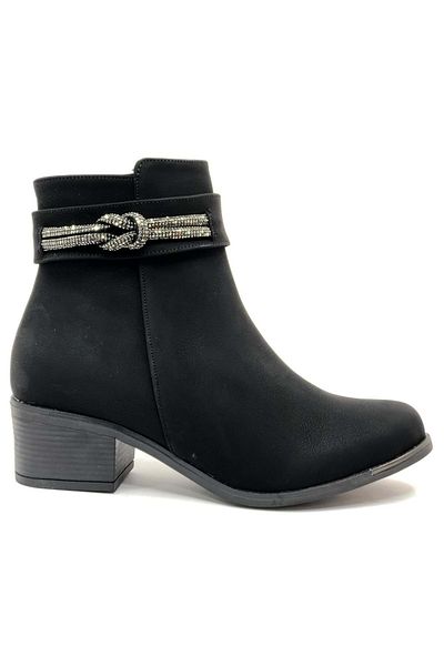 Kids Club Shoes Mehtap Fancy Classic Γυναικείες Μπότες με Πέτρινη Λεπτομέρεια ΜΑΥΡΟ