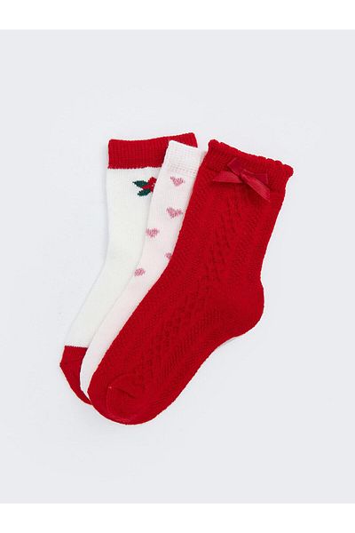 LC Waikiki Lcw Baby Patterned Baby Girl Socks 3-Piece