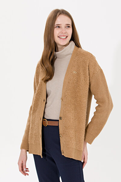 U.S. Polo Assn. Kadın Camel Melanj Triko Hırka 50261324-VR122