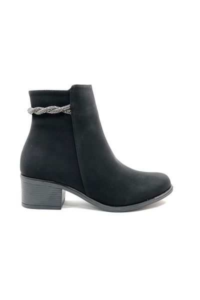 Kids Club Shoes Mehtap Γυναικείες Μπότες με πέτρα χαμηλού κοψίματος ΜΑΥΡΟ