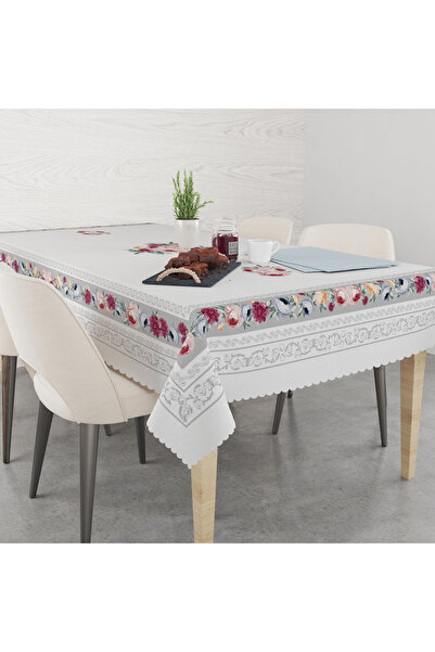 yok yok evim eve dair her şey مفرش طاولة منقوش باللون الرمادي الزهري