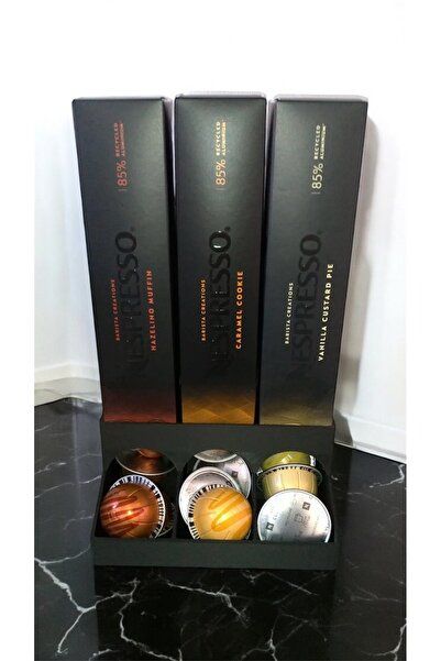 Aaron Boriss Nespresso VERTUO Uyumlu Kapsül Kahve Standı 3'lü (Siyah)