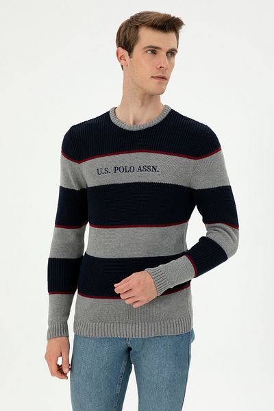 U.S. Polo Assn. Men's Gray Melange Sweater 50292852 -Vr086