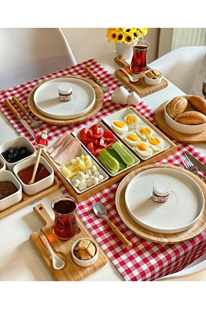 EVYA Gingham Duck Linen Runner - 40X110 Cm, American Service, Stain-Proof Fabric