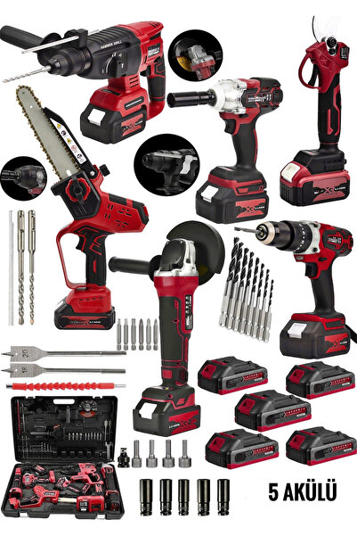 DYNAMİC MAX 6'lı Muhteşem Takım 986Vx Şarjlı Somun Sökme/Taşlama/Vidalama/Tes...