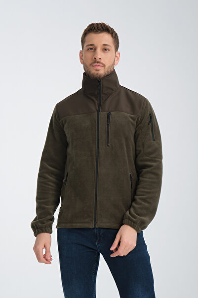 Store Erkek Haki Tam Farmuarlı  Antipilling Tüylenme Yapmayan Softshell Garnili Polar Ceket