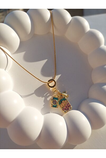 Home Gold Renk Çelik Bavul, Uçak, Fotoğraf Makinesi Charm Kolye