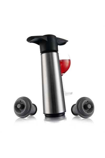 Vacu Vin Wine Vacuum Set Stainless Steel (1 Pump 2 Stoppers) Boxed