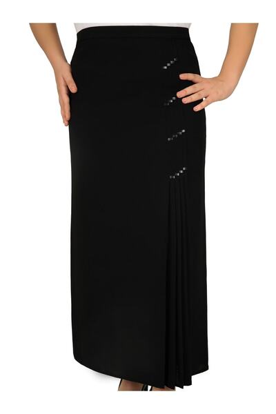 Butik Hijab Plus Size Δερμάτινη Λεπτομερής Φόδρα Πλισέ Φούστα Mother of Puerto Rico