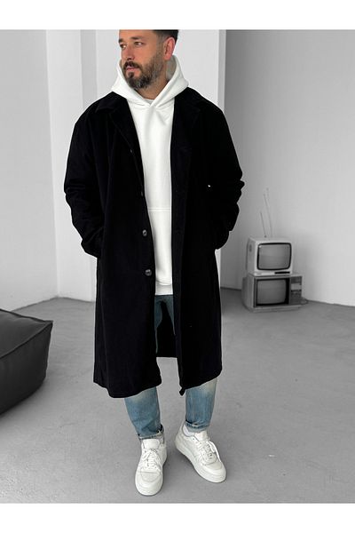 BYBASICMAN Black Pocketed Gabardine Coat B-4003