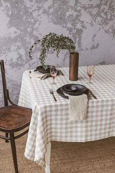 EVYA Față de masă din in de rață Pötikare 130x170 cm țesătură rezistentă la pete 4-6 persoane