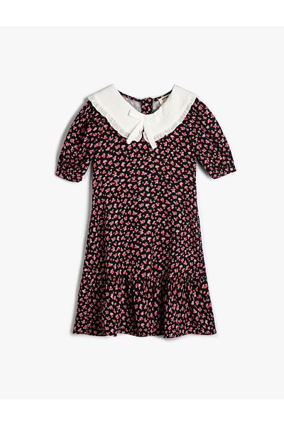 Koton Viscose Floral Dress Baby Collar