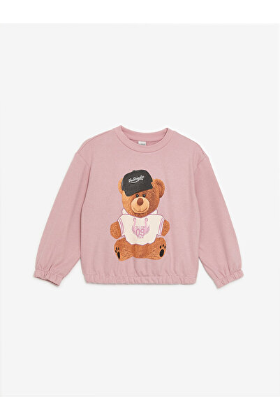 LC Waikiki Hanorac pentru fete cu mânecă lungă și imprimeu Lcw Crew Neck