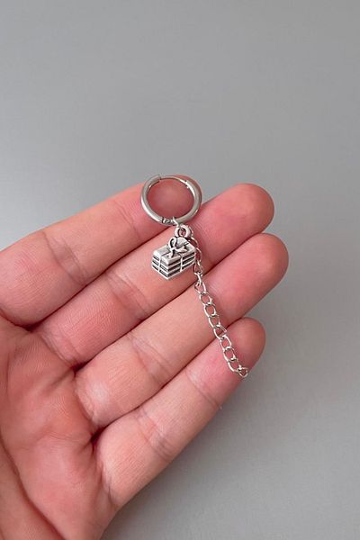 Jaida Moda Unisex Silver Chain Christmas Gift Package Dangle Steel Hoop Earrings