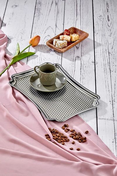 Milenay Honeycomb Patterned Metal Tray, 28x20cm, Promise Engagement Tray, Presentation Tray, Anti Fingerprint, 2 Pieces