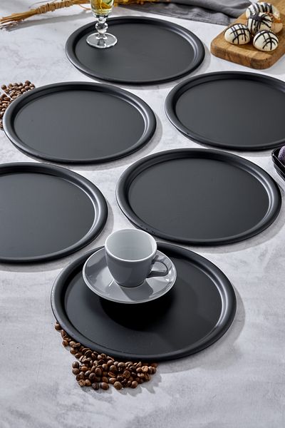 Milenay Manta Series - Black Presentation and Promise Engagement Tray, 22cm, Avant-Garde Design, 6 Pieces