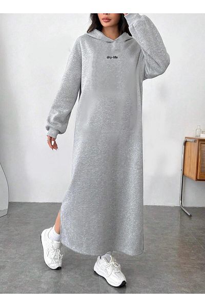 DryMod Hijab Hooded 3 Thread Tiered Long Tunic Blouse Sweatshirt