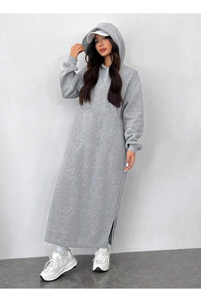 DryMod Hijab Hooded 3 Thread Tiered Long Tunic Blouse Sweatshirt