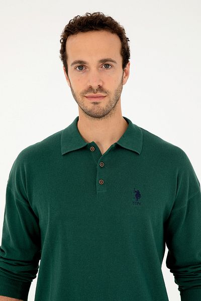 U.S. Polo Assn. Мъжки тъмнозелен базов пуловер 50293506 -Vr079
