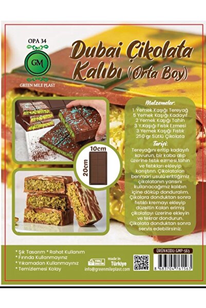 konak züccaciye Dubai Çikolata Kalıp Orta Boy