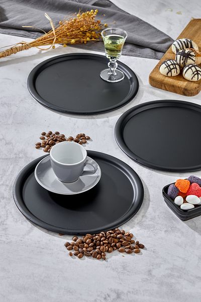 Milenay Manta Series - Black Presentation and Promise Engagement Tray, 22cm, Avant-Garde Design, 3 Pieces