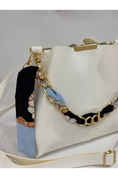 ESTUTE Γυναικεία τσάντα 2 συσκευασιών με κασκόλ και αξεσουάρ αλυσίδας Μαλακό δέρμα 3 θέσεων και τσάντα ώμου