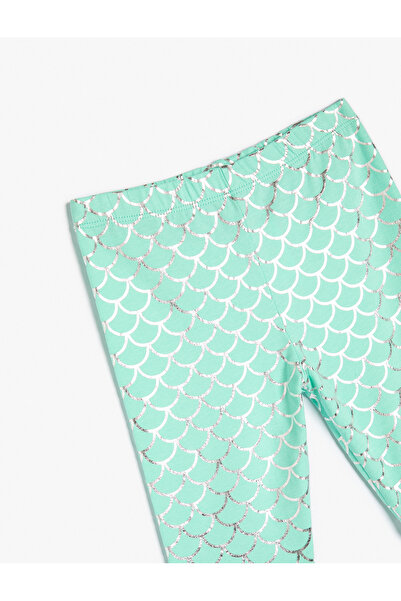 Koton Βαμβακερό εμπριμέ γυαλιστερό κοντό κολάν - Ελαστική μέση