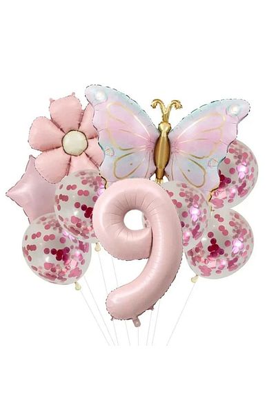 DÜVENCİ TİCARET Age Balloon Set with Butterfly Chamomile Foil