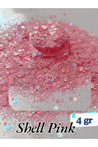 Sirius Hobi Epoksi Reçine Shell Pink Tırnak Makyaj Chunky Glitter 8 gr Hologr...