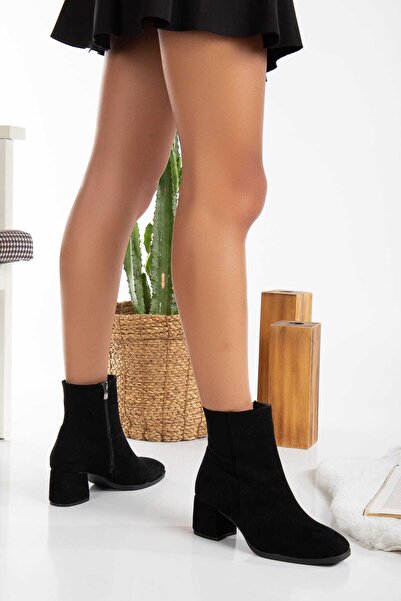 SEDRİK yeni sezon kalın topuklu siyah süet bot