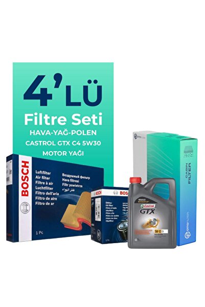Otto Filter BOSCH Renault Taliant 1.0 Benzin SCe Filtre Bakım Seti Castrol Motor Yağlı (2021-2024) 4 Lü