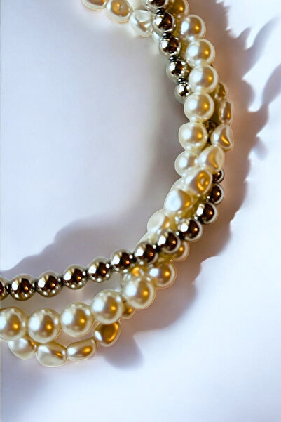 PETEK AKSESUAR ÇOKLU İNCİ METALİZE BONCUK KOLYE