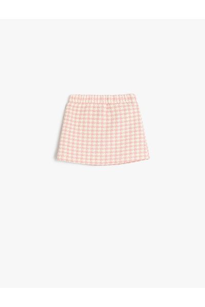 Koton Tweed Skirt - Elastic Waist Design
