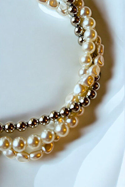 PETEK AKSESUAR ÇOKLU İNCİ METALİZE BONCUK KOLYE