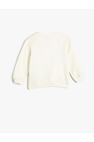 Koton Ruffle Sweatshirt Rose Gold Crew Neck Cotton